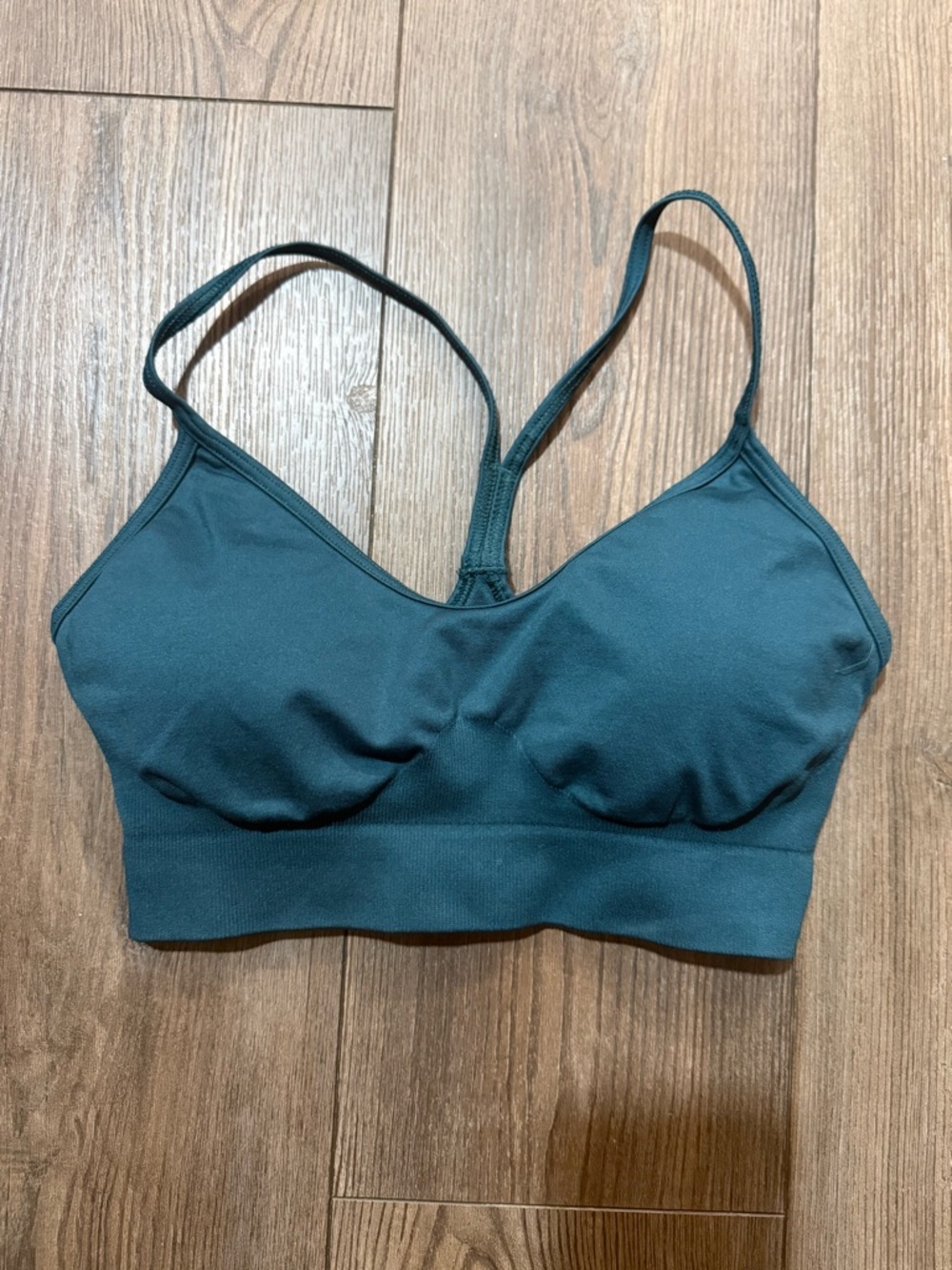 Gymshark Teal Blue Sports Bra Womens Medium Seamless Strappy Racerback